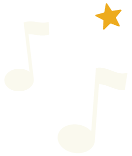 Two music notes and one star