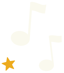 Two music notes and one star