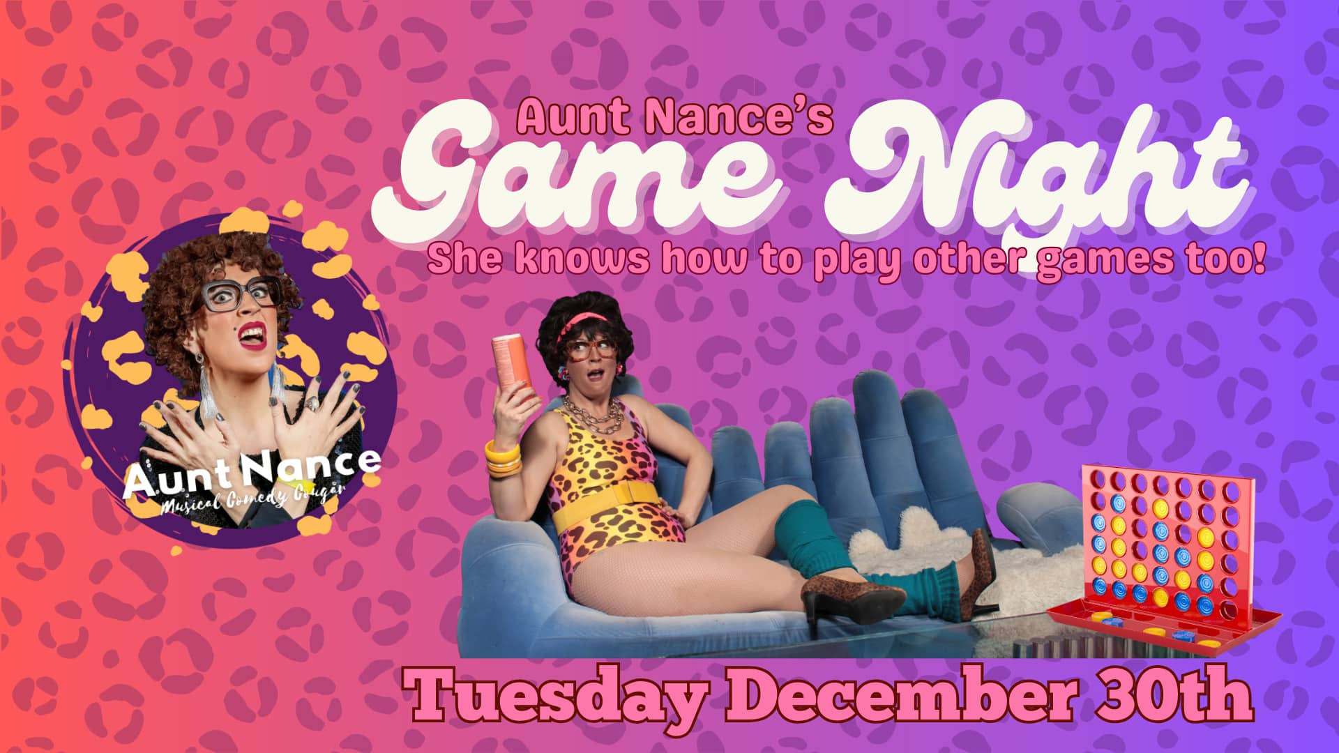 Promotional image for Aunt Nance's Game Night on December 30, 2025, at Carol's Pub