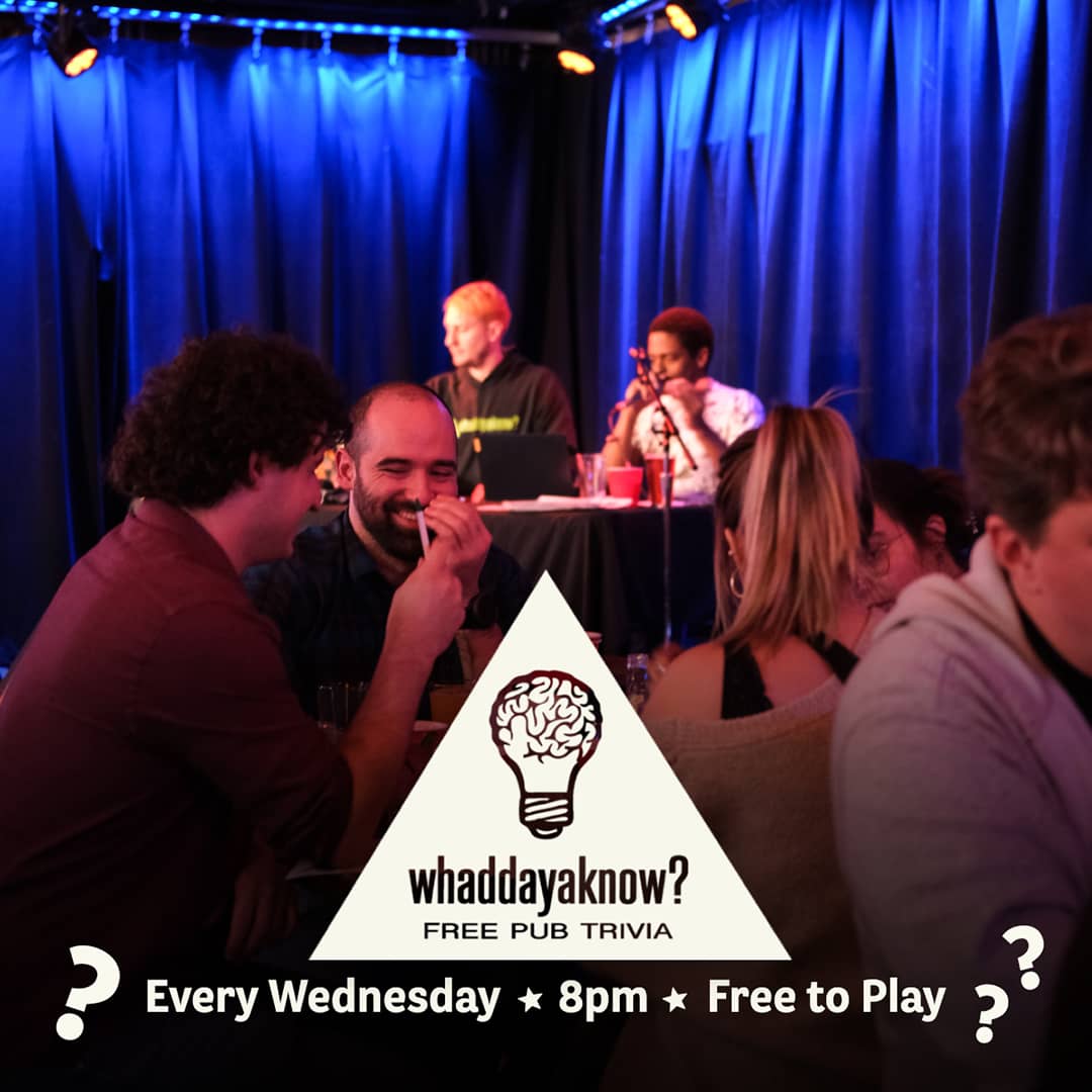 Promotional image for Whaddayaknow? Free Pub Trivia on April 8, 2026 at Carol's Pub