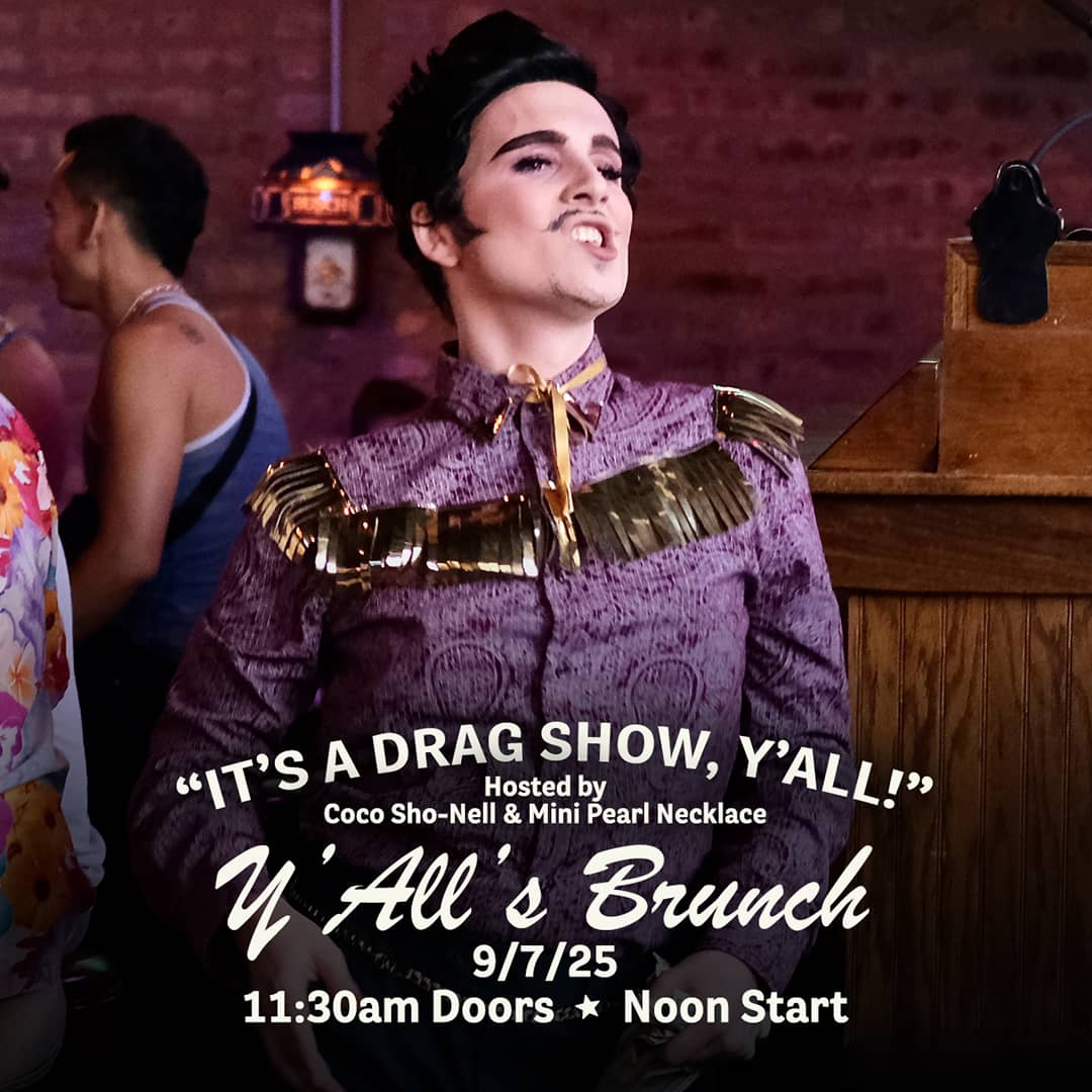 Promotional image for Y'All's Brunch hosted by Coco So-Nell and Mini Pearl Necklace on September 7, 2025, at Carol's Pub.